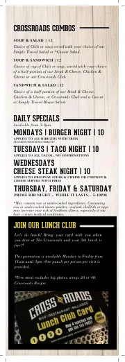 The printed Daily Specials